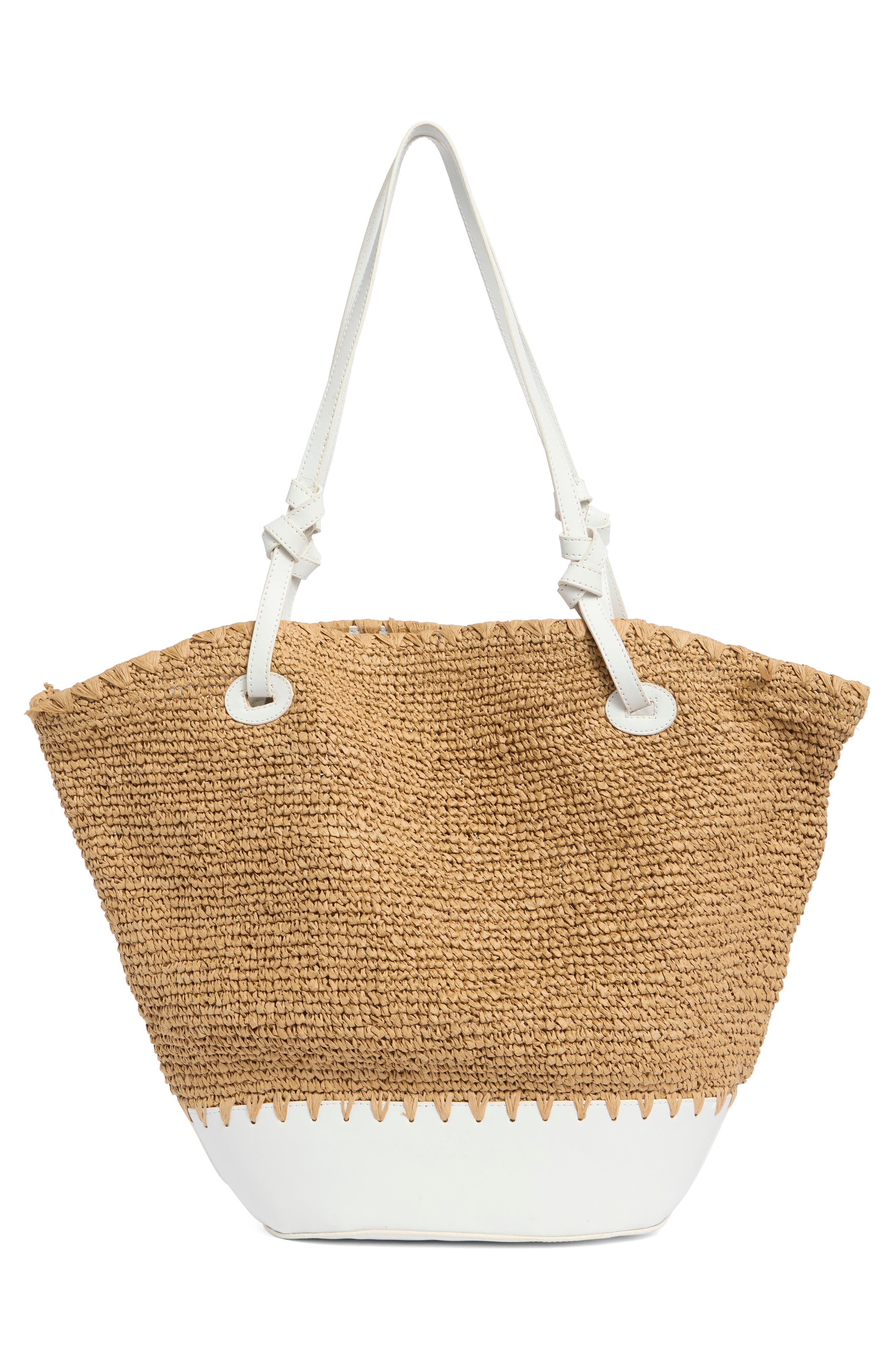 Collection XIIX Curved Straw Tote Bag, Alternate, color, Natural White