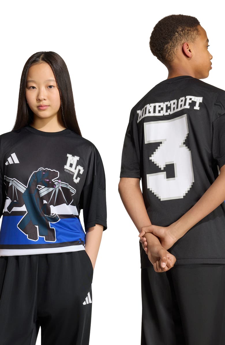 adidas Originals x Minecraft Kids' Graphic Print T-Shirt, Alternate, color, Black