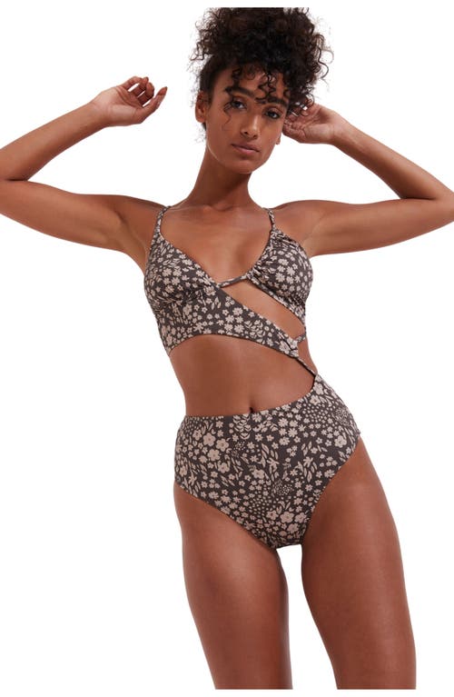 Flirtt Gottex Bella Flora Cut Out One Piece In Multi Brown