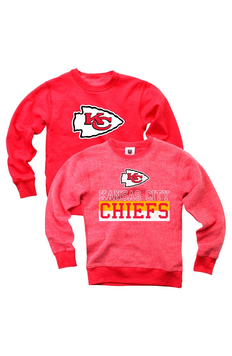 Wes & Willy Youth Wes & Willy  Red Kansas City Chiefs Reversible Fleece Pullover Sweatshirt, Alternate, color, Red