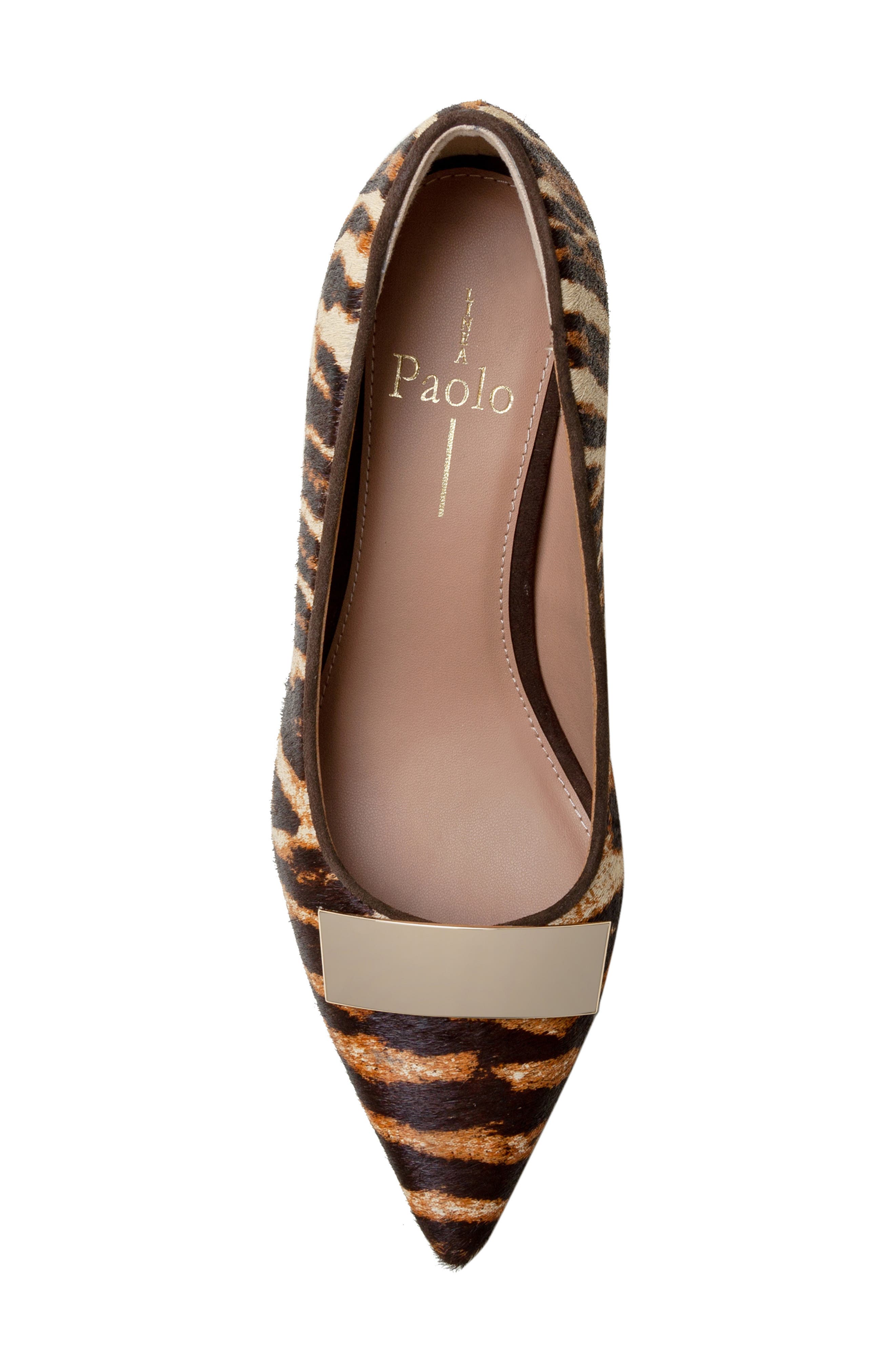Linea Paolo Prisa Genuine Calf Hair Pointed Toe Pump, Alternate, color, Brown/ Ebony