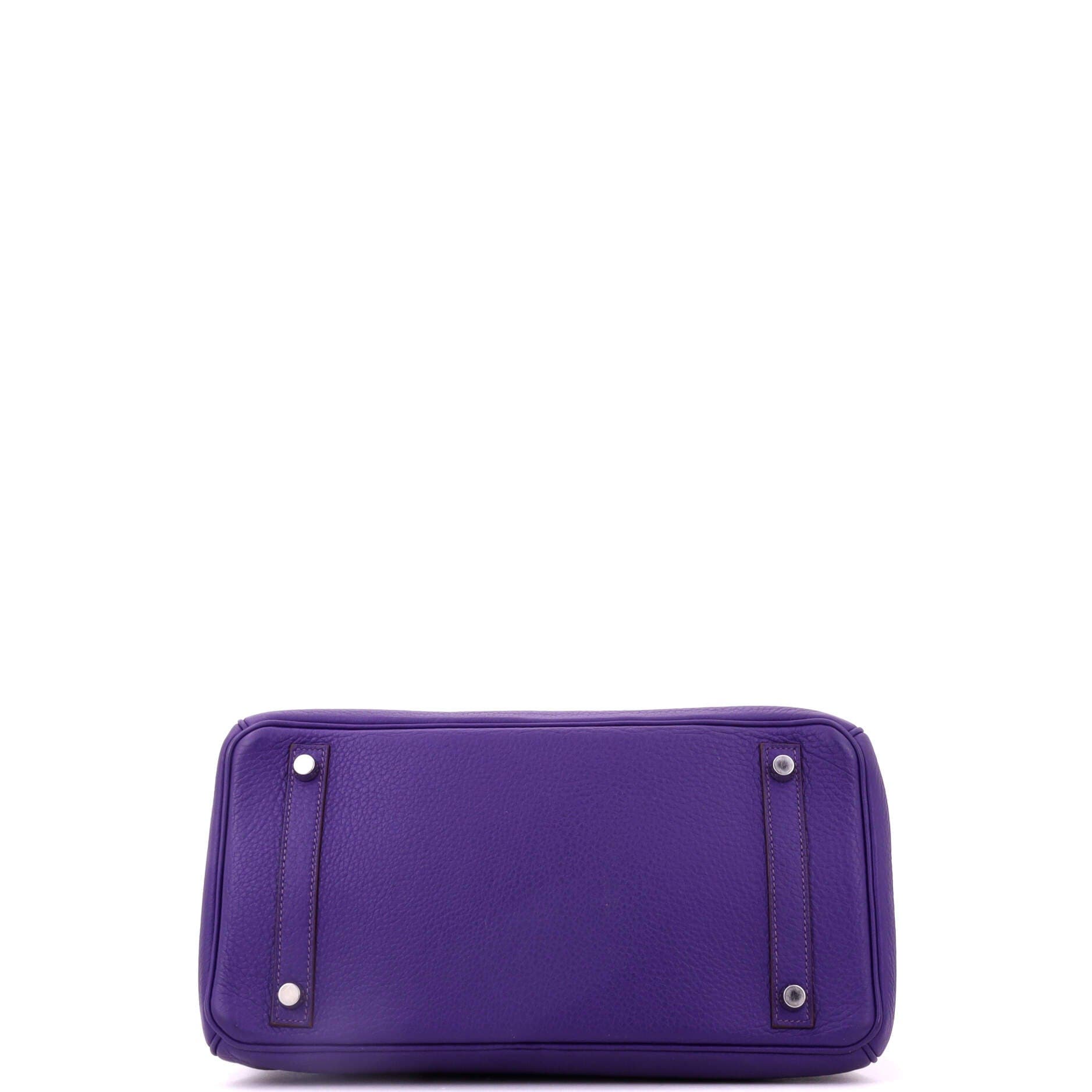 Pre-Owned Hermes Birkin Handbag Purple Clemence with Palladium Hardware 30, Alternate, color, Iris