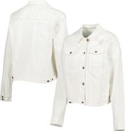 LUSSO Women's Lusso White Chicago Bulls Swarovski Crystal & Distressed Button-Up Denim Jacket