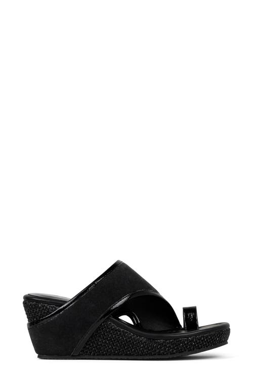 Donald Pliner Gyer Leather Wedge Sandal In Black