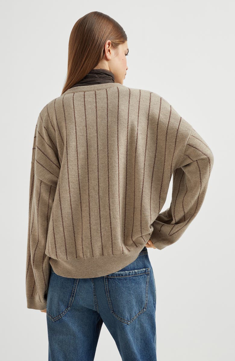 Brunello Cucinelli Dazzling Stripe sweater, Alternate, color, Cocoa