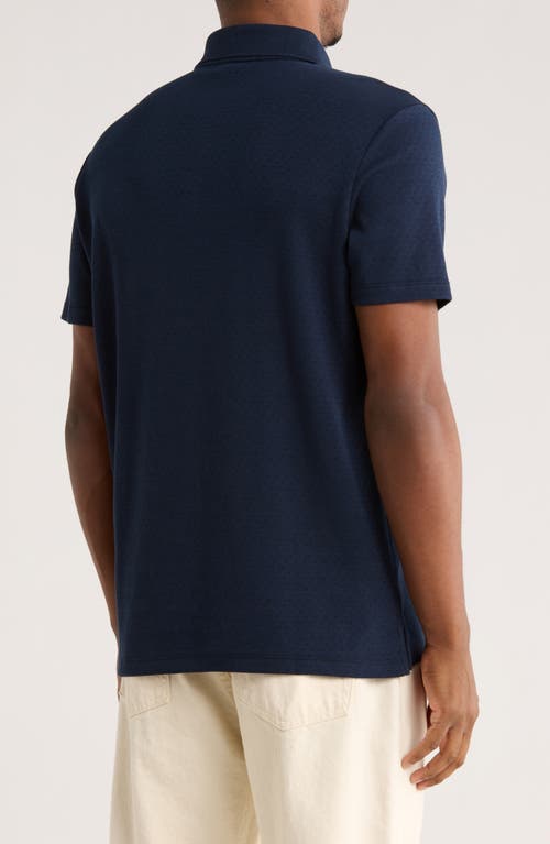 Calvin Klein Textured Jacquard Knit Polo In Blue