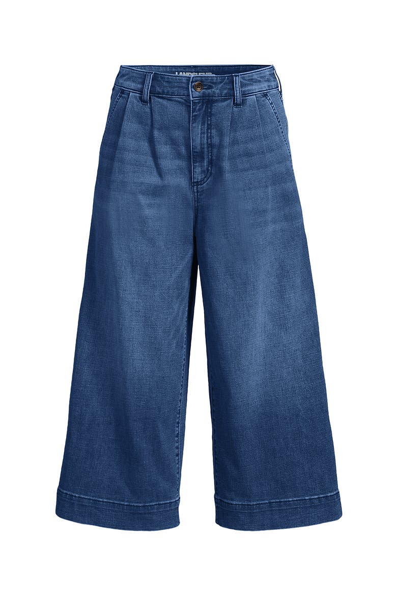 Denim Mid Rise Wide Leg Culotte Jeans, Alternate, color, Indigo Tide Blue