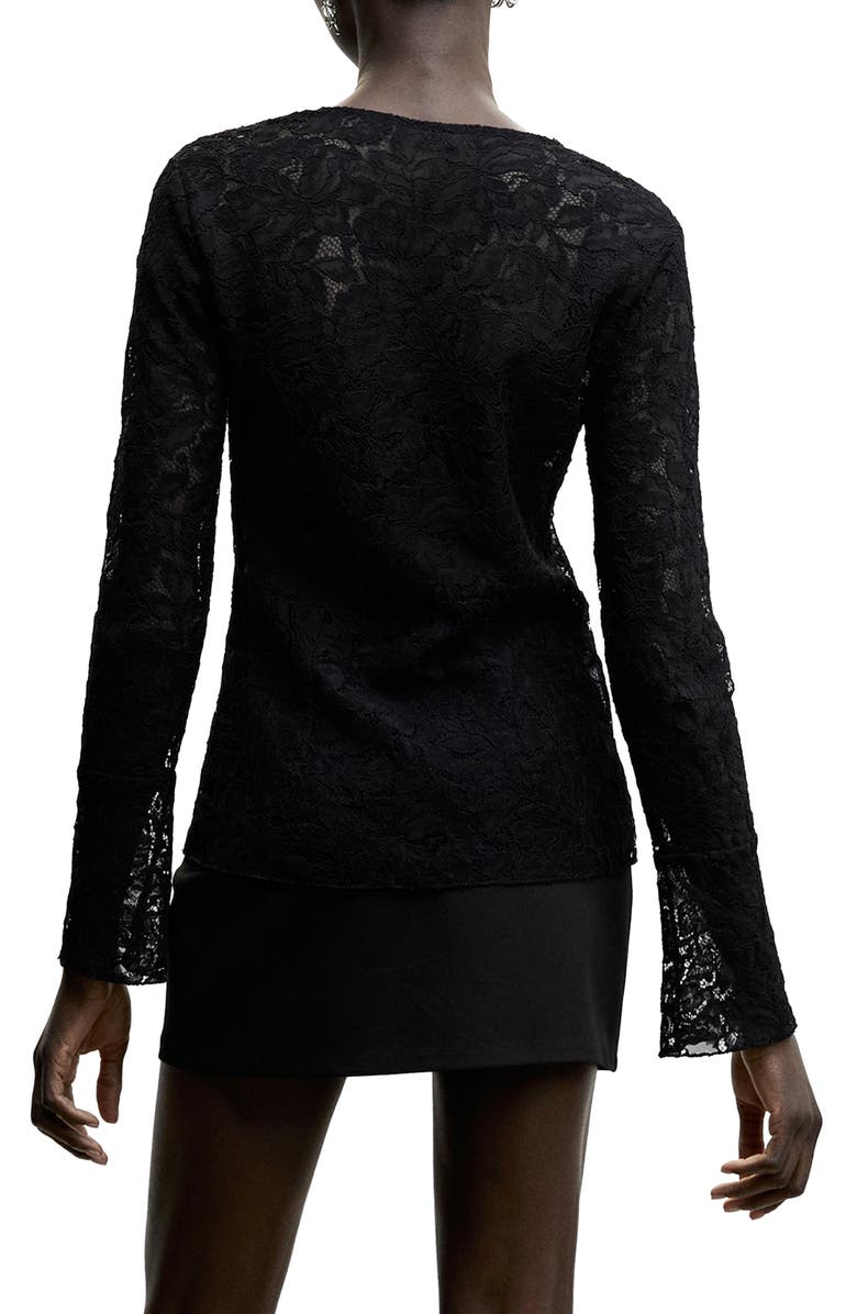 MANGO Floral Guipure Lace Long Sleeve Top, Alternate, color, 