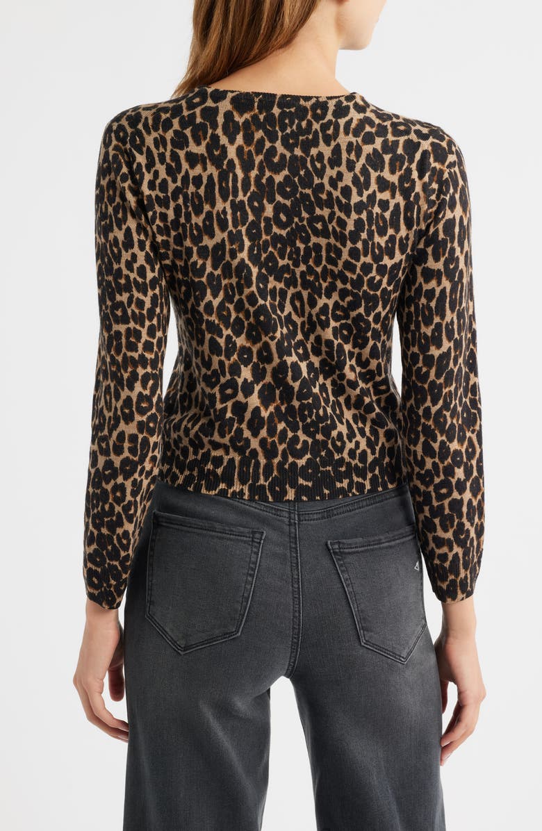Reformation Bernadette Leopard Print Merino Wool Cardigan, Alternate, color, Leopard