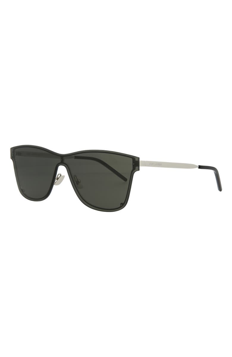 Saint Laurent 99mm Shield Sunglasses, Alternate, color, Silver Silver Grey