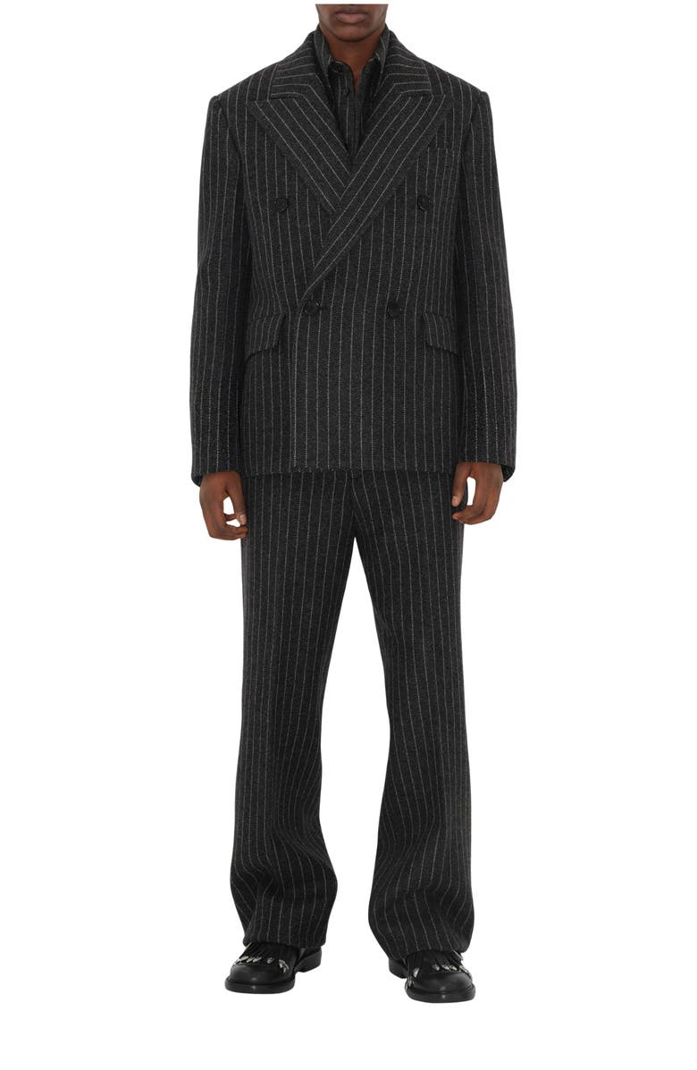 Burberry Pinstriped Wool Blend Tailored Trousers, Main, color, 