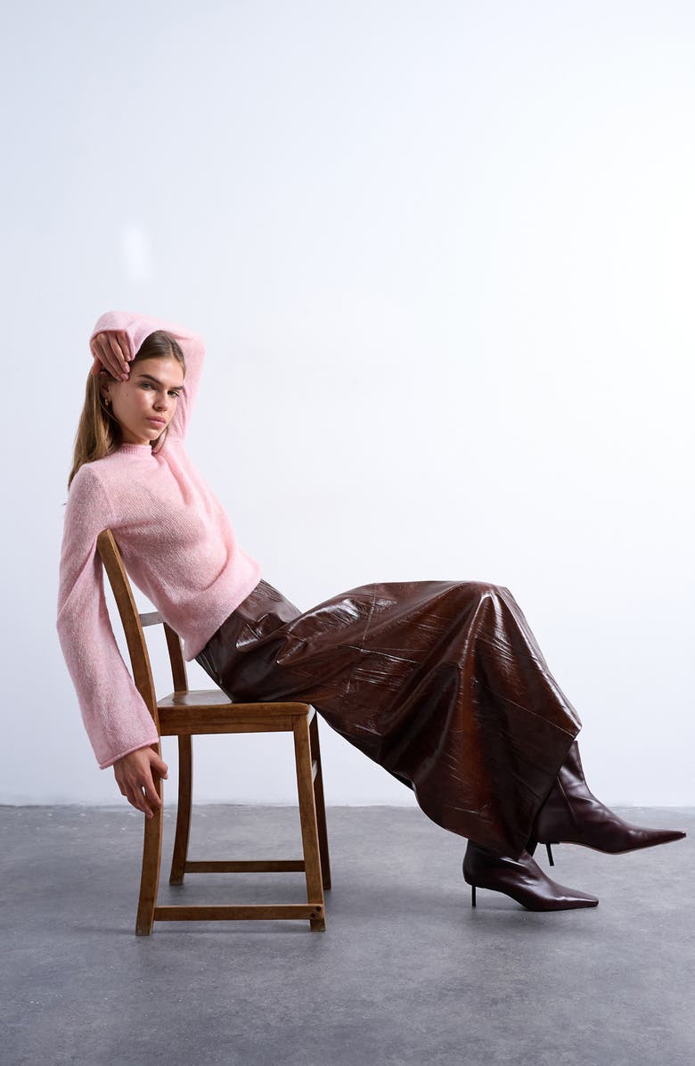 Topshop Roll Neck Sweater, Alternate, color, Light Pink