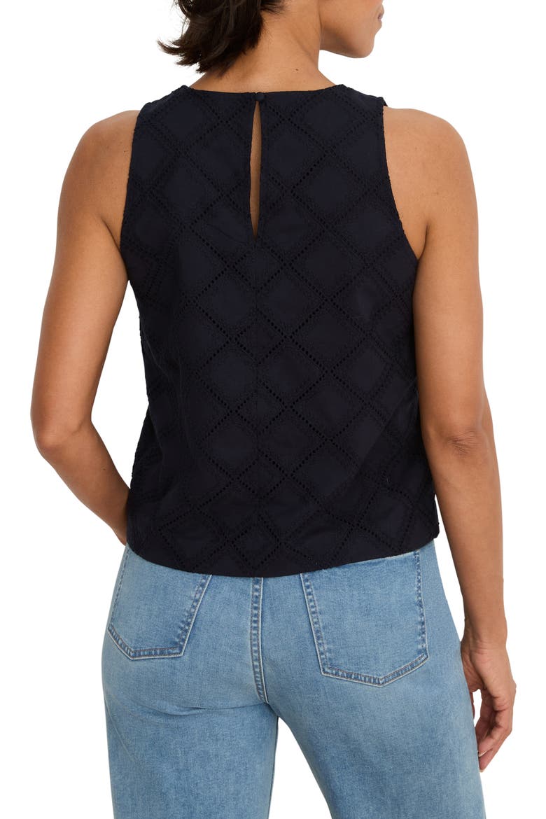 Diamond Eyelet Cotton Top, Alternate, color, DARK INDIGO