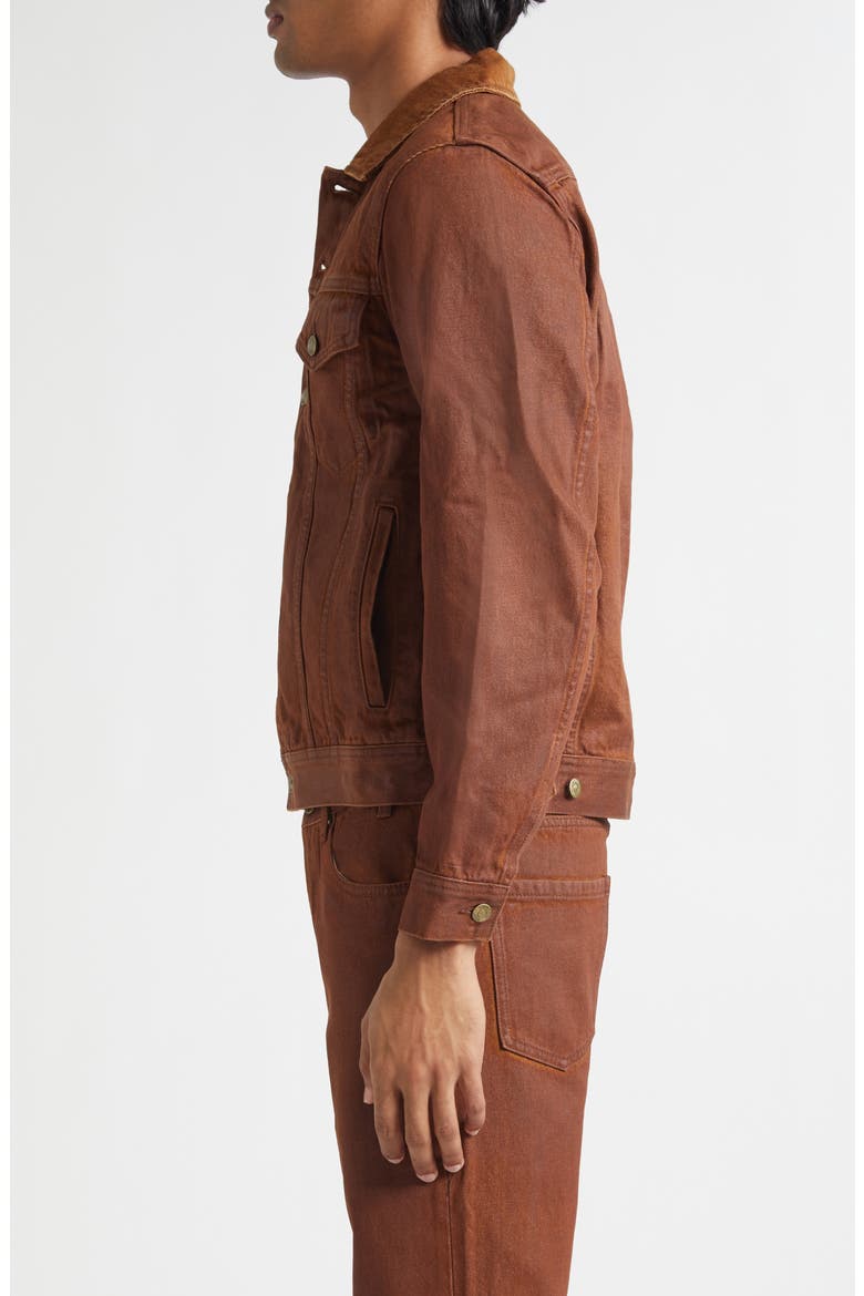 Coated Denim Trucker Jacket, Alternate, color, COATED BROWN