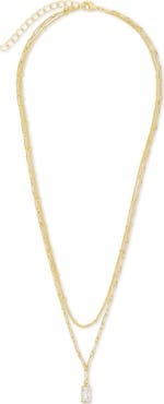 Sterling Forever Jodie Cubic Zirconia Pendant Layered Necklace