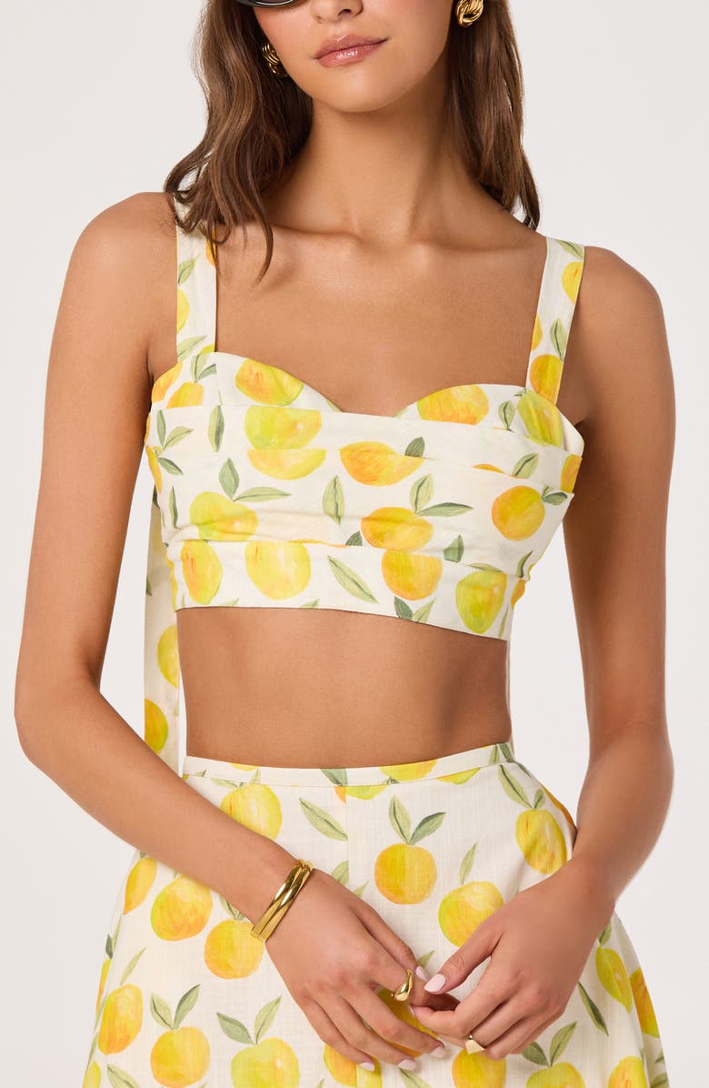 ASTR the Label Myria Lemon Print Crop Top, Alternate, color, Lemon Print