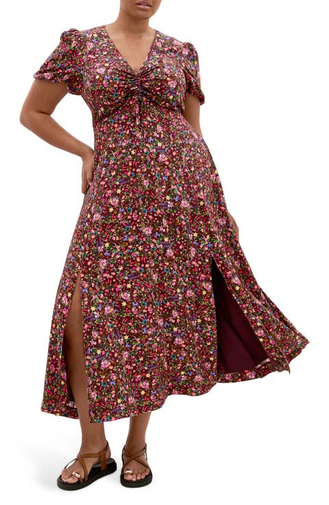 Aliya Floral Print Maxi Dress (Plus)