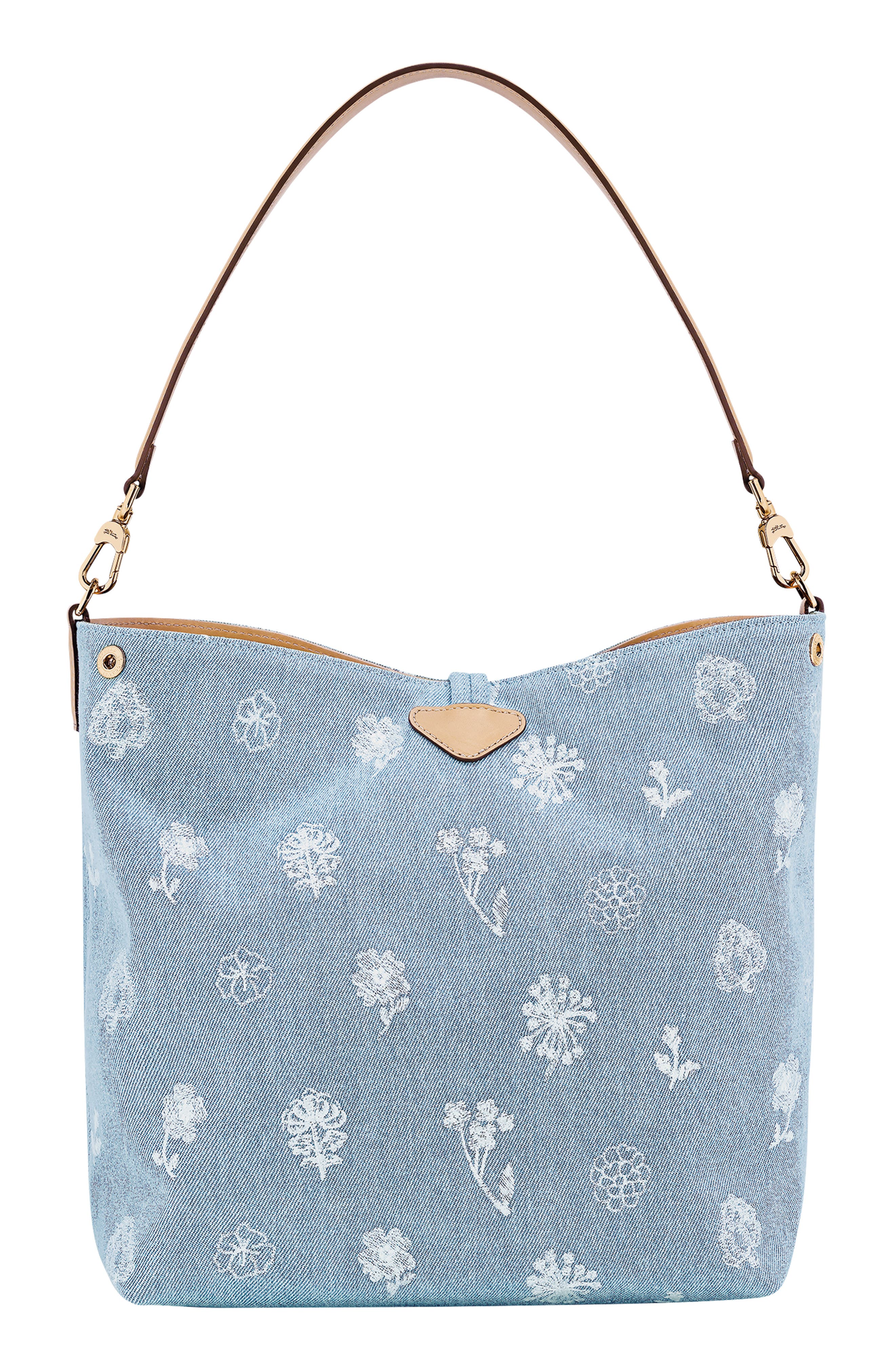 Longchamp Le Roseau Denim Hobo Bag, Alternate, color, 