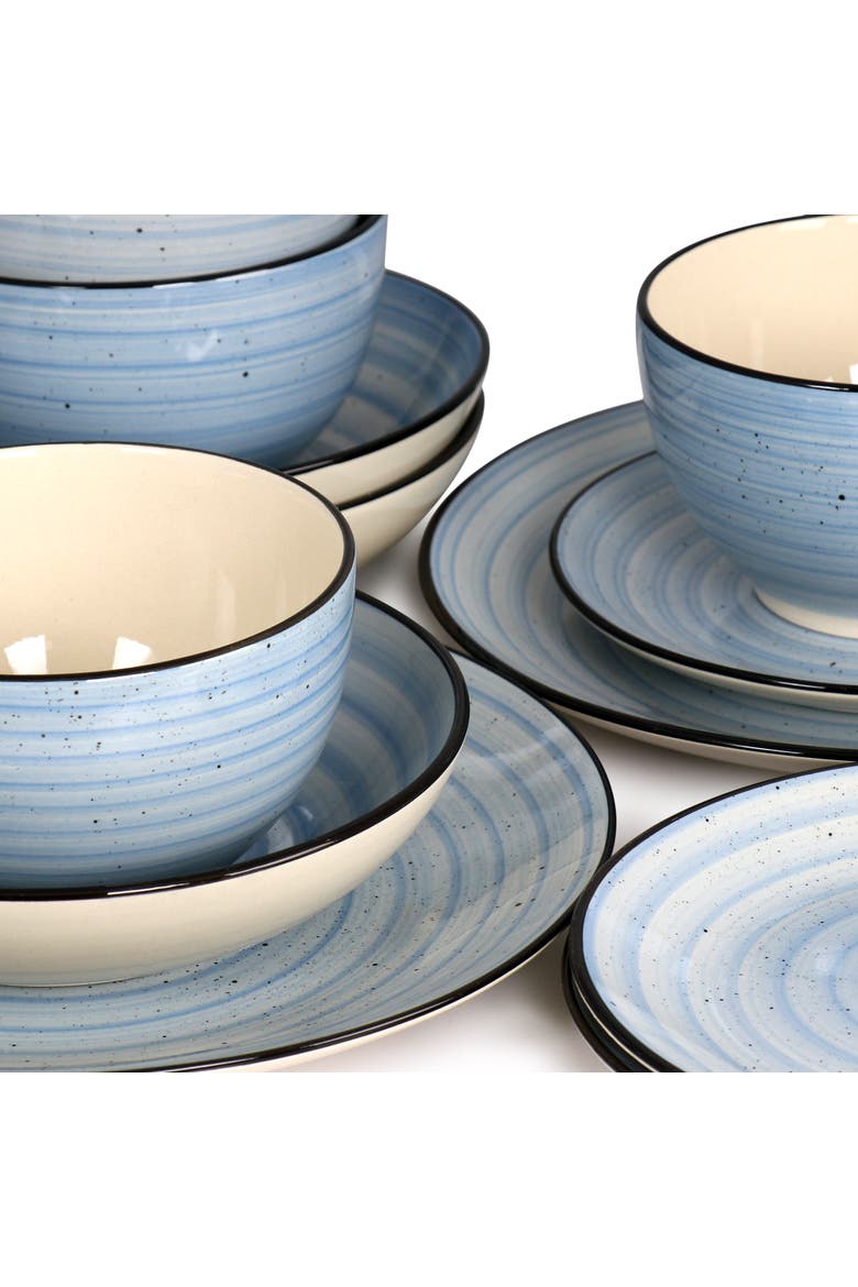 Gia 24 Piece Round Stoneware Dinnerware Set, Alternate, color, White