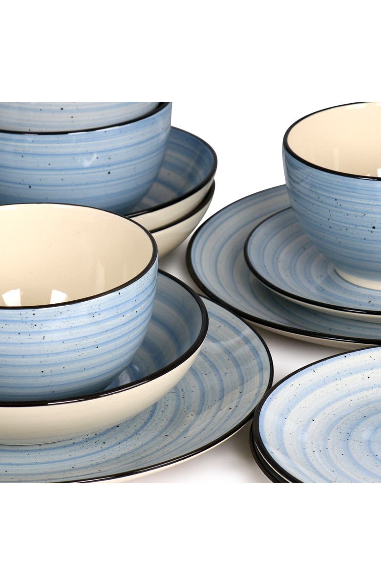 Elama Gia 24 Piece Round Stoneware Dinnerware Set, Alternate, color, White