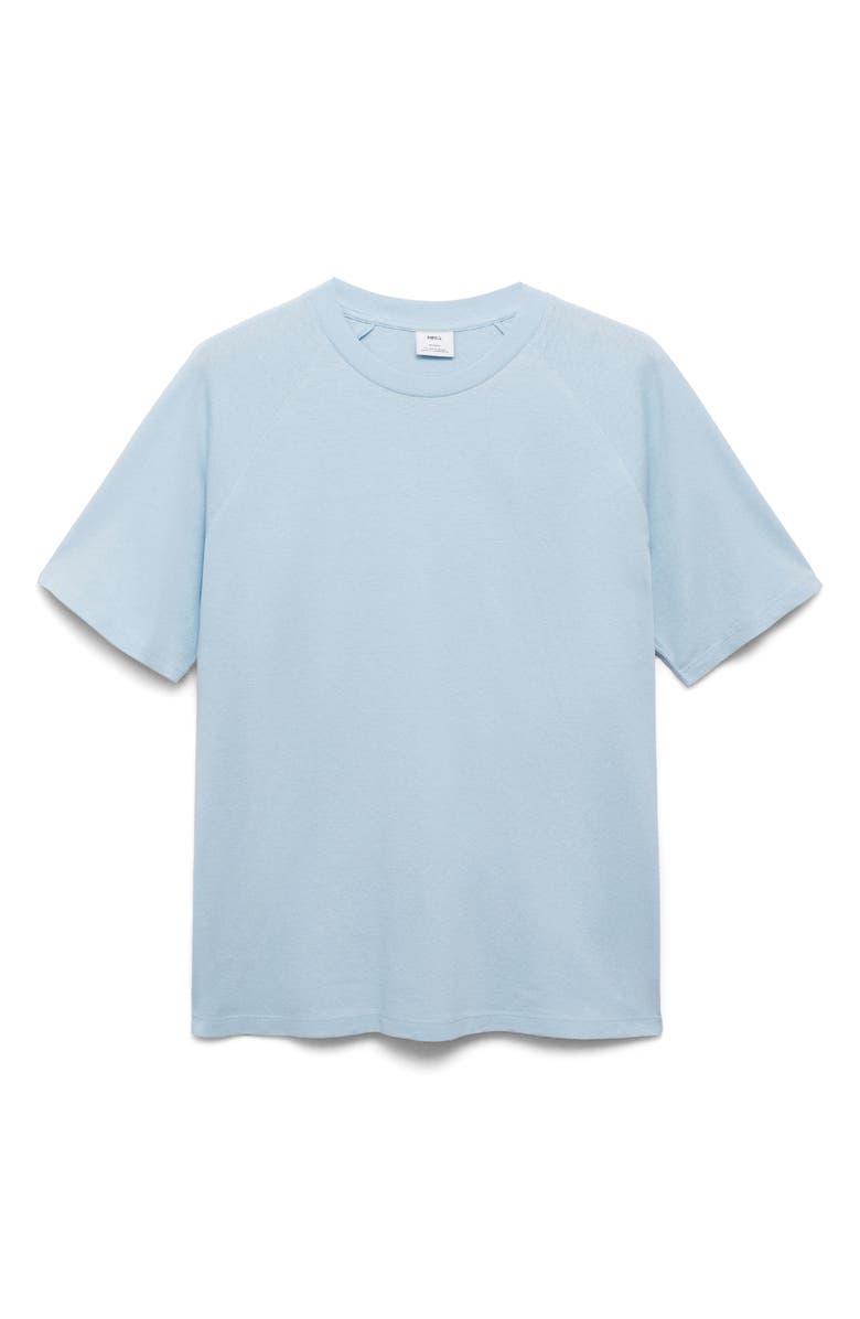 MANGO Oversize Cotton & Linen Crewneck T-Shirt, Alternate, color, Sky Blue