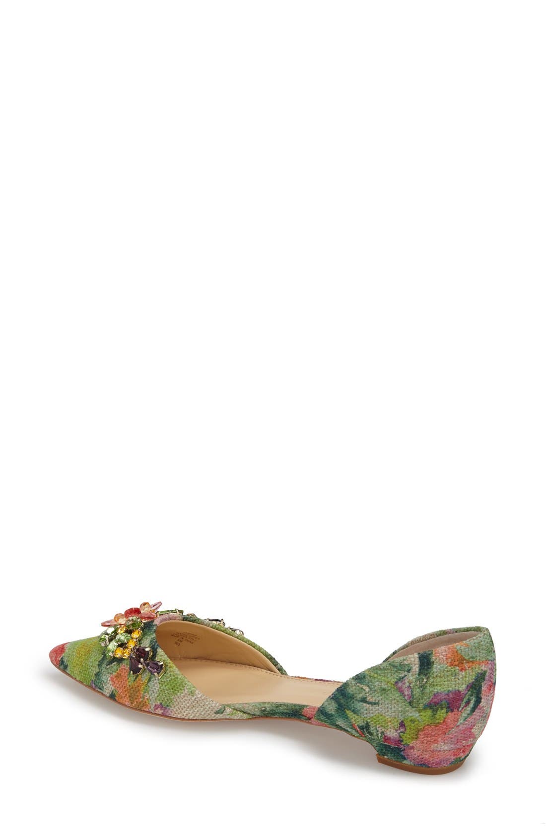 'Trika' Embellished d'Orsay Flat, Alternate, color, PINK/ GREEN