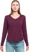WILT Clothing Long Sleeve V-Neck With Raw Hem Shirttail