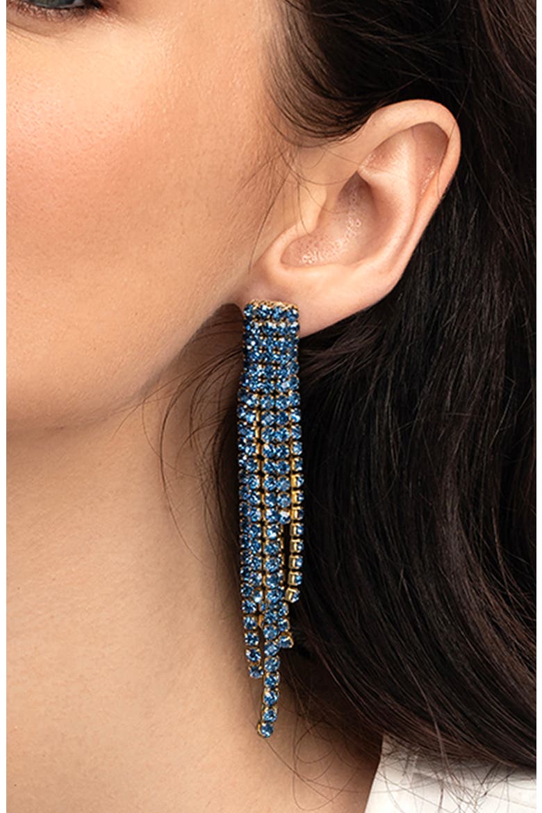 Elisa Crystal Linear Drop Earrings, Alternate, color, BLUE