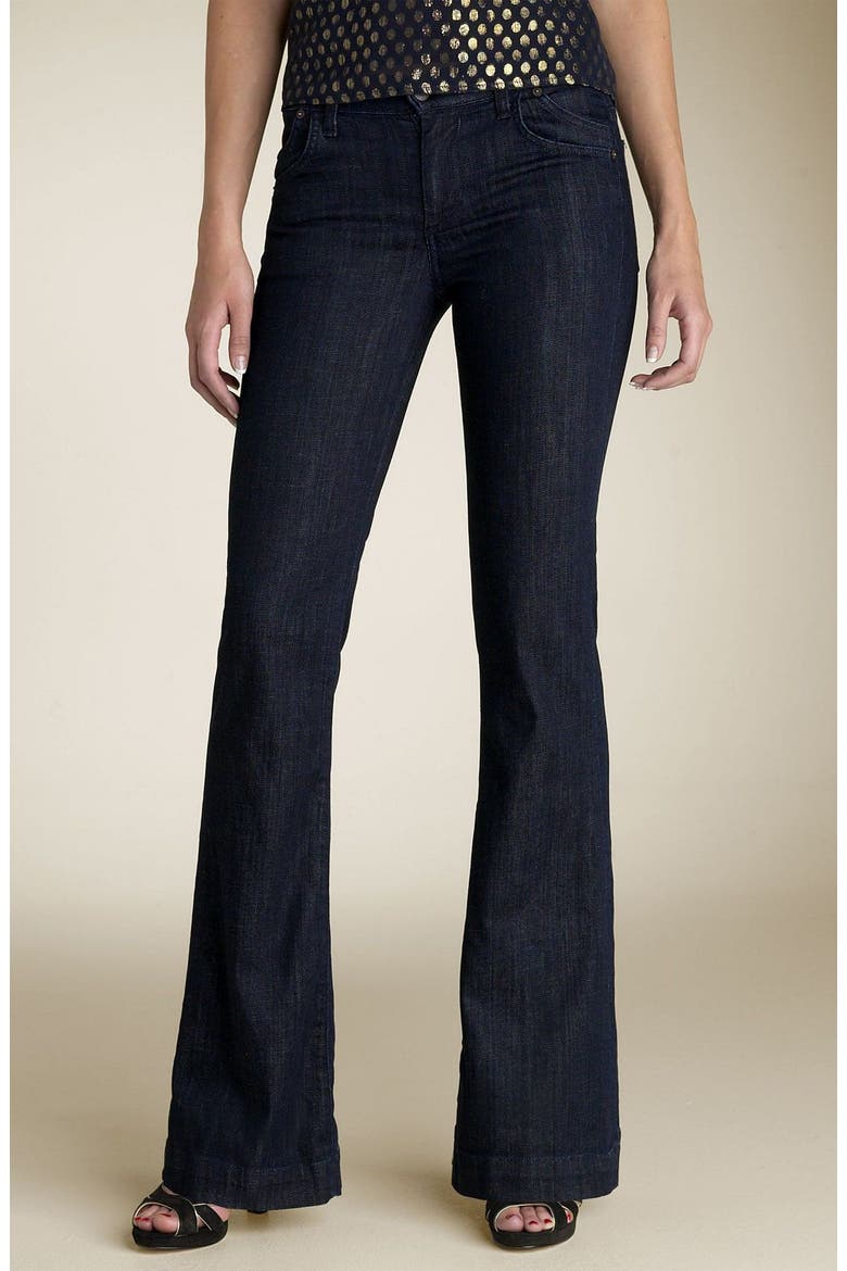 'Hutton' High Rise Wide Leg Stretch Denim Trousers, Alternate, color, DARK PARIS