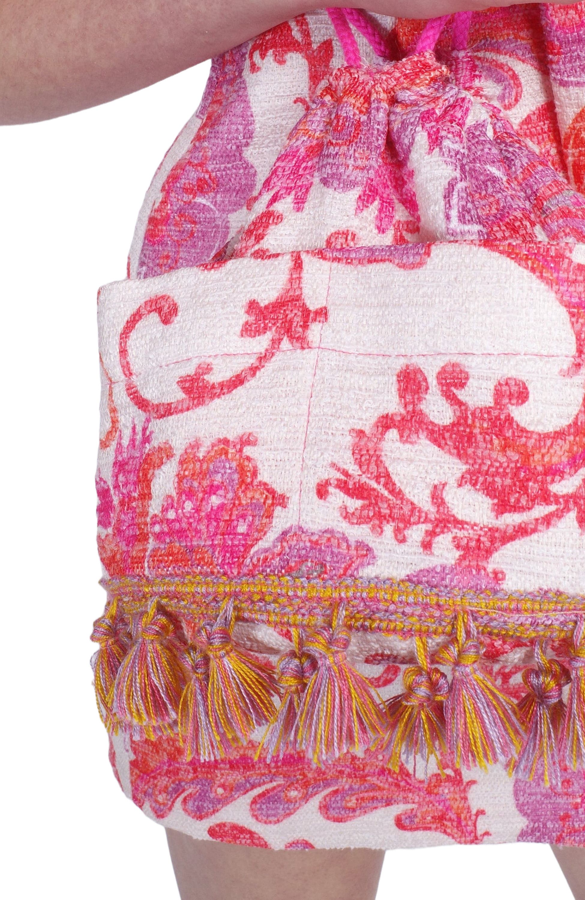 Anna Sui Arabesque Linen Tassel Crossbody Bag, Alternate, color, 