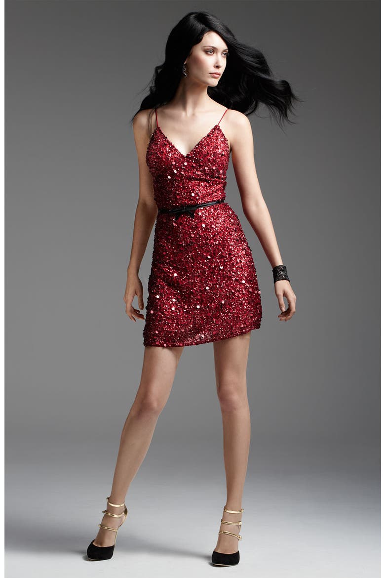 Sequin Silk Sheath Dress, Alternate, color, CHARCOAL