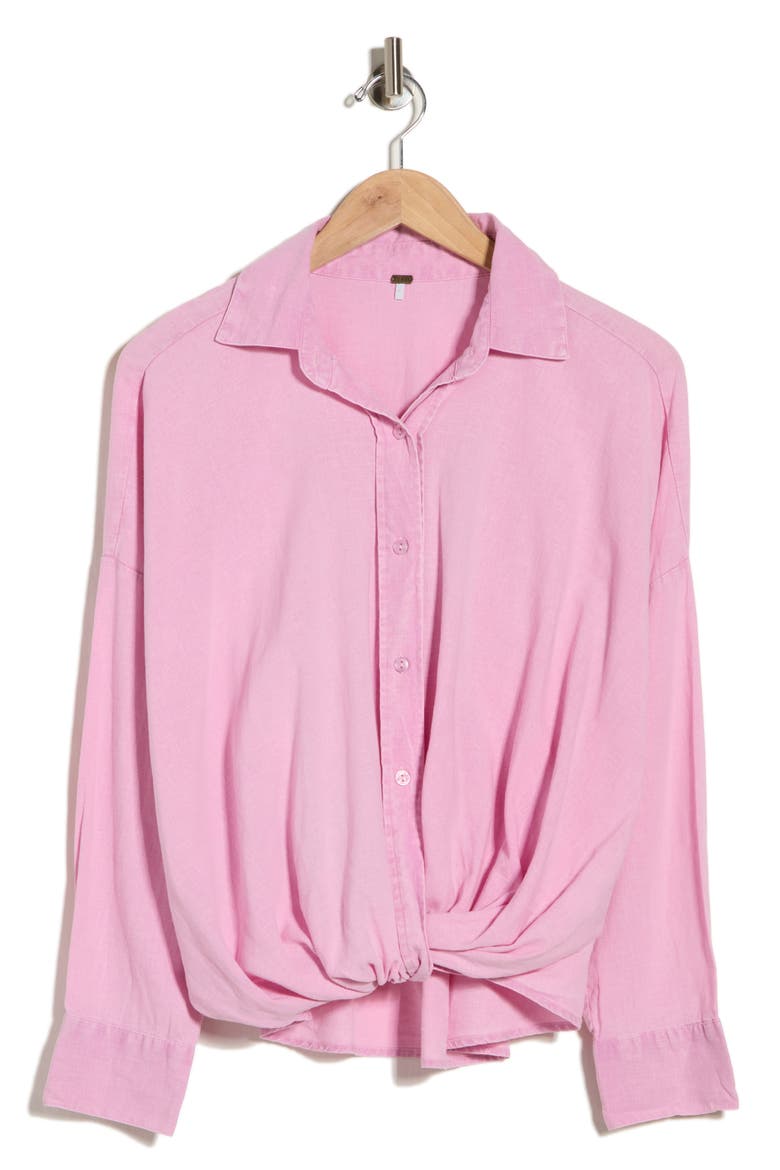 Tourist Linen Blend Button-Up Shirt, Alternate, color, PURPLE JASMINE MINERAL
