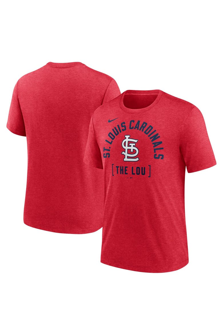 Men's Nike Heather Red St. Louis Cardinals Swing Big Tri-Blend T-Shirt, Alternate, color, Heather Red