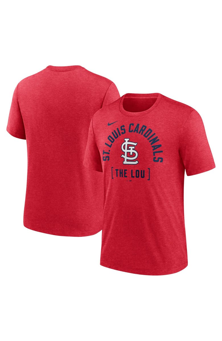 Nike Men's Nike Heather Red St. Louis Cardinals Swing Big Tri-Blend T-Shirt, Alternate, color, Heather Red