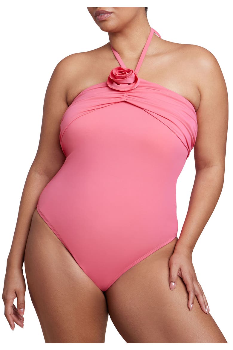 Rosette Halter One Piece, Main, color, HONEYSUCKLE