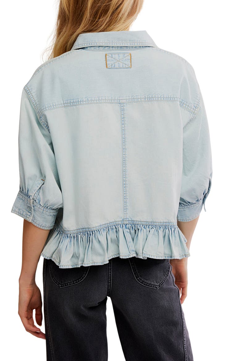 Bailey Denim Crop Peplum Top, Alternate, color, LIGHT TINT WASH