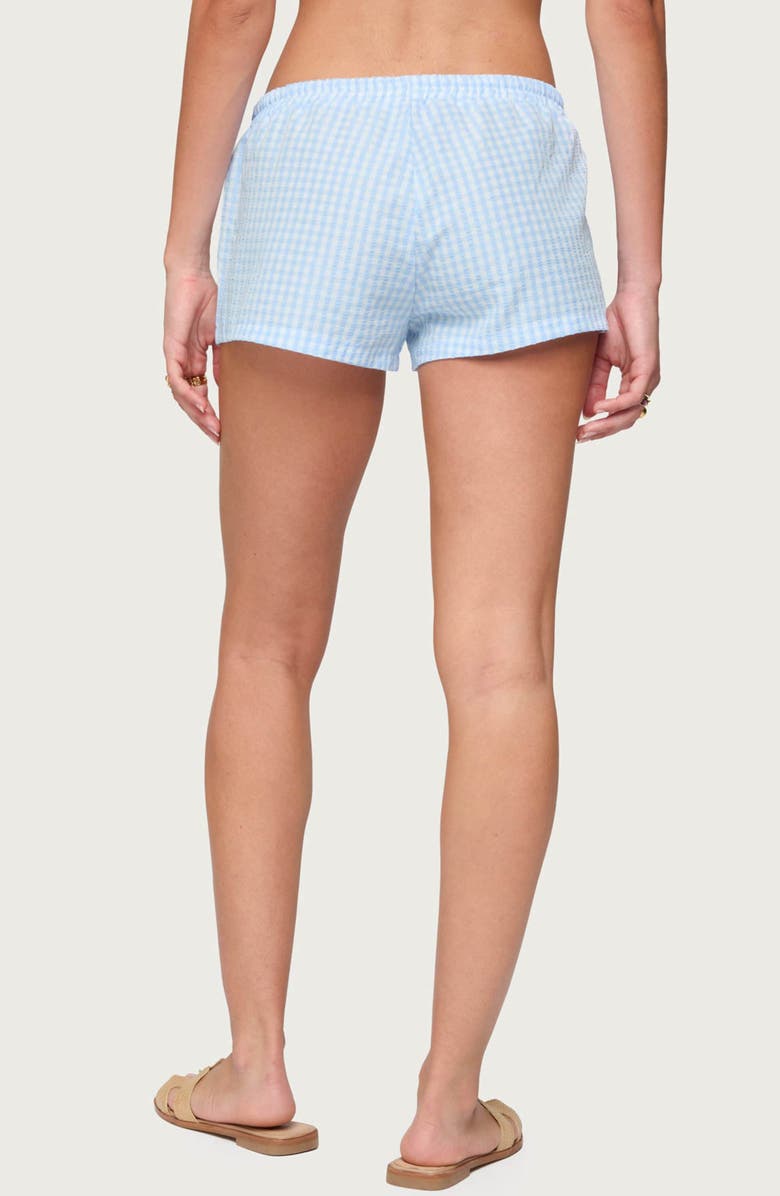 EDIKTED Yaffa Gingham Shorts, Alternate, color, Light-Blue
