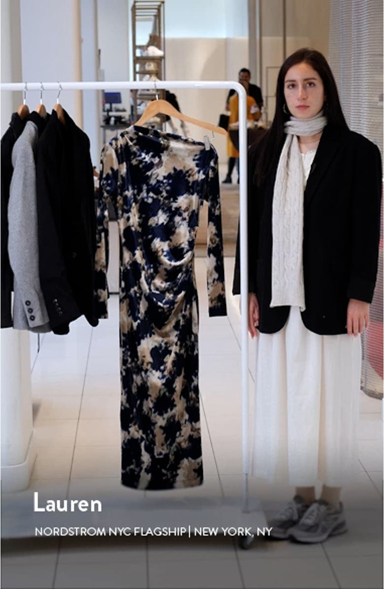 Briana One-Shoulder Long Sleeve Stretch Dress, sales video thumbnail