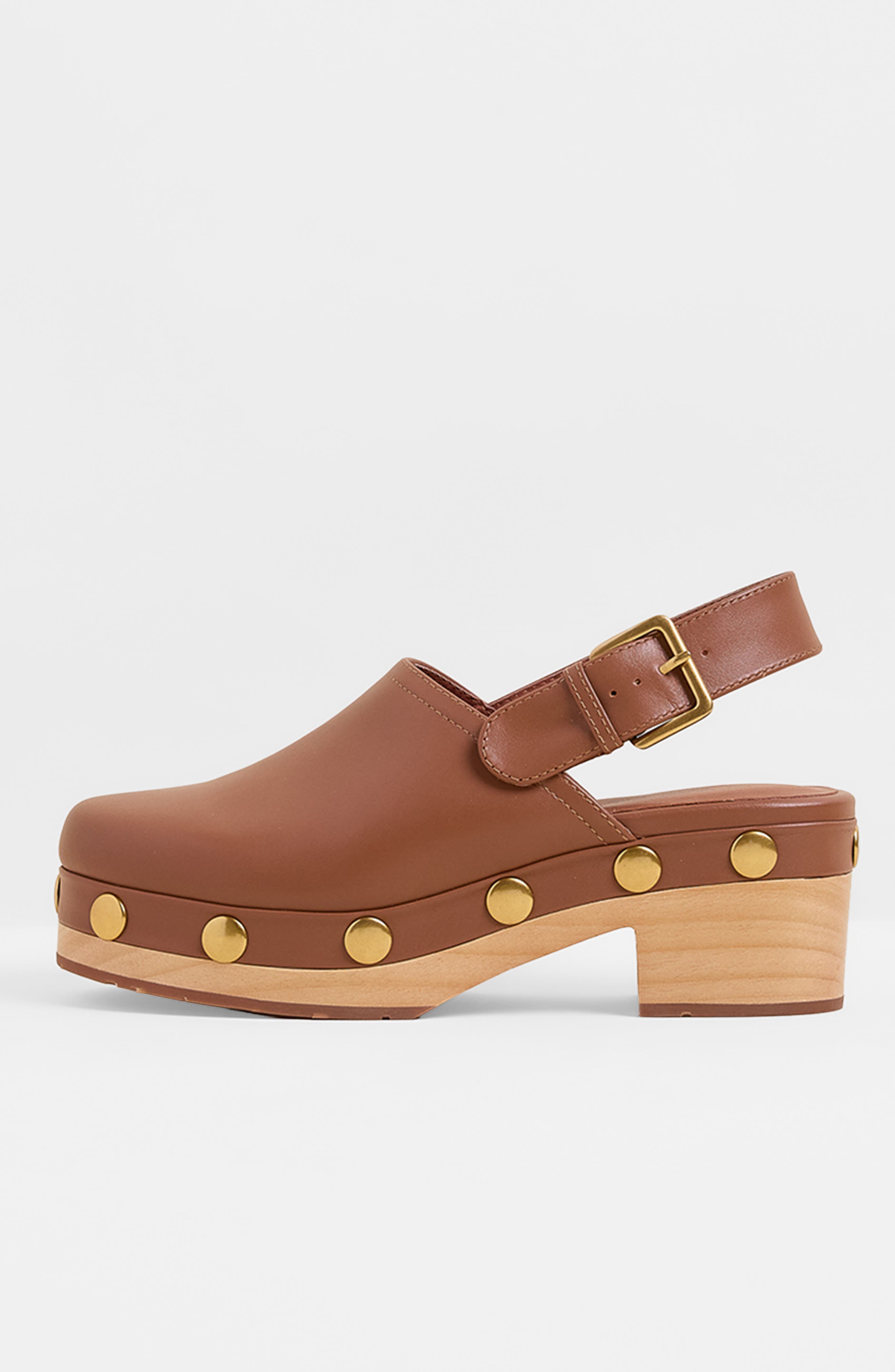 Jona Slingback Platform Studded Clog, Alternate, color, Luggage