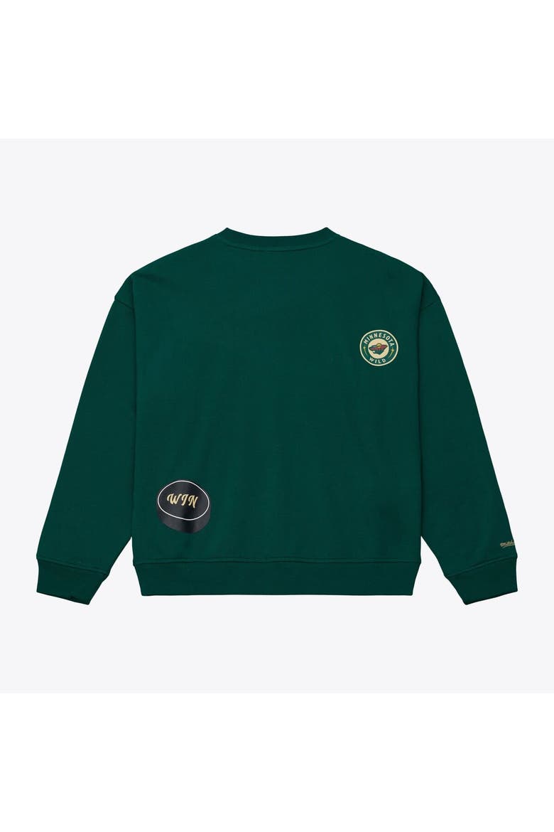 Women's Mitchell & Ness  Green Minnesota Wild Crewneck Sweatshirt, Alternate, color, Green