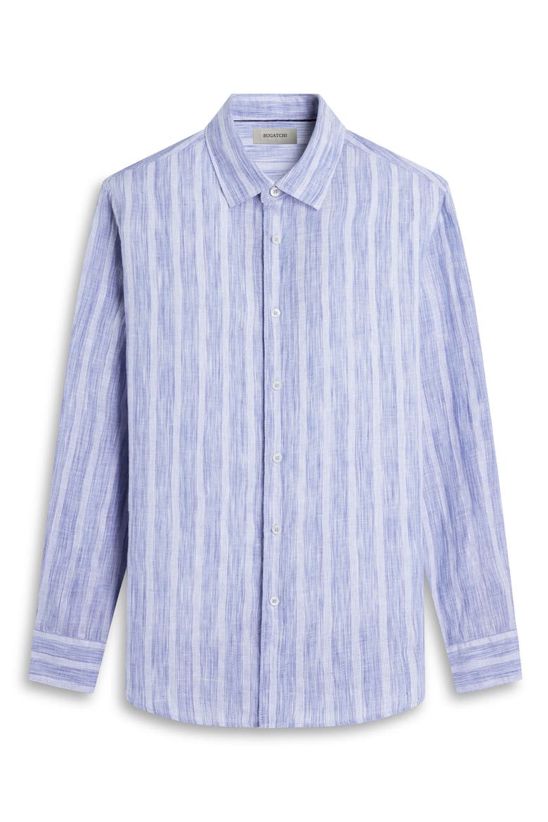 Julian Shaped Fit Stripe Linen Button-Up Shirt, Alternate, color, CLASSIC BLUE