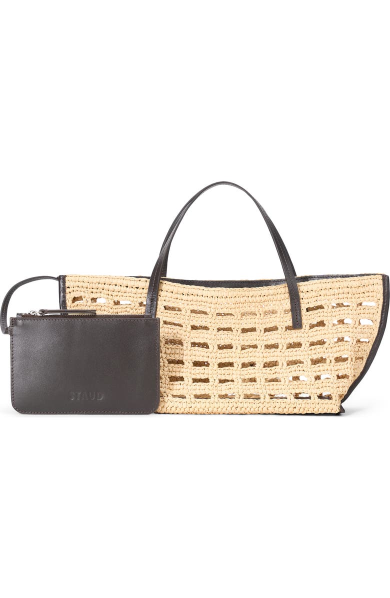 STAUD Mini Christos Raffia Tote, Main, color, Raffia Crochet