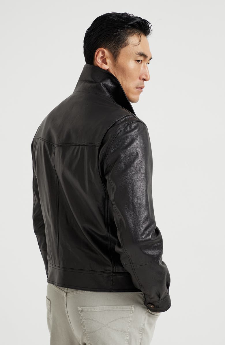 Brunello Cucinelli Grained leather jacket, Alternate, color,