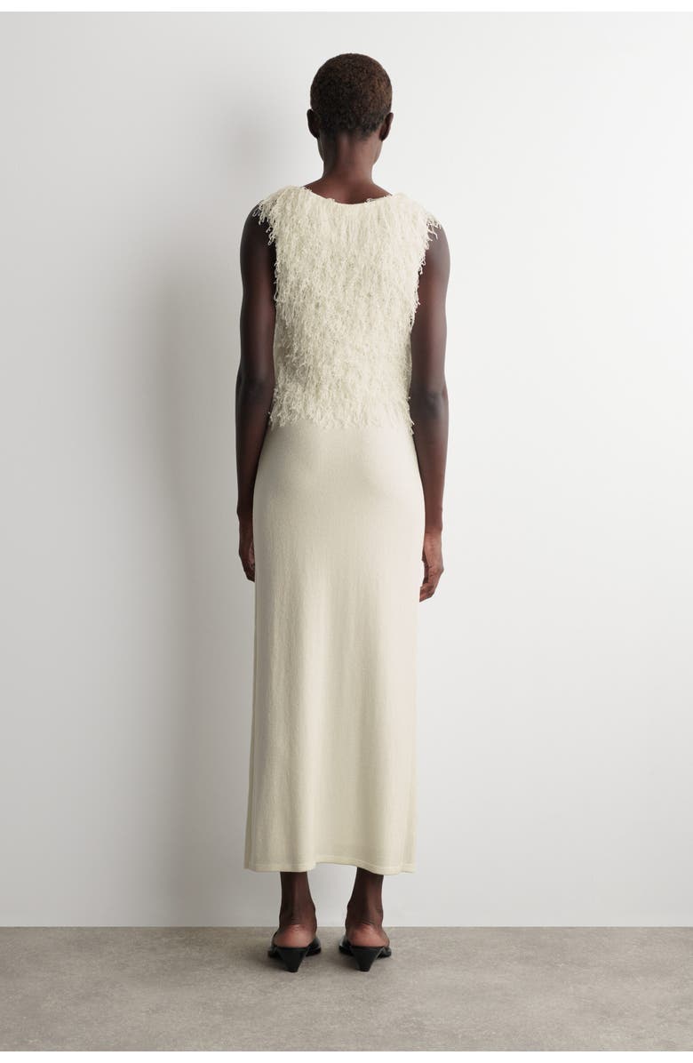 COS Fringed Knitted Column Dress, Alternate, color, White