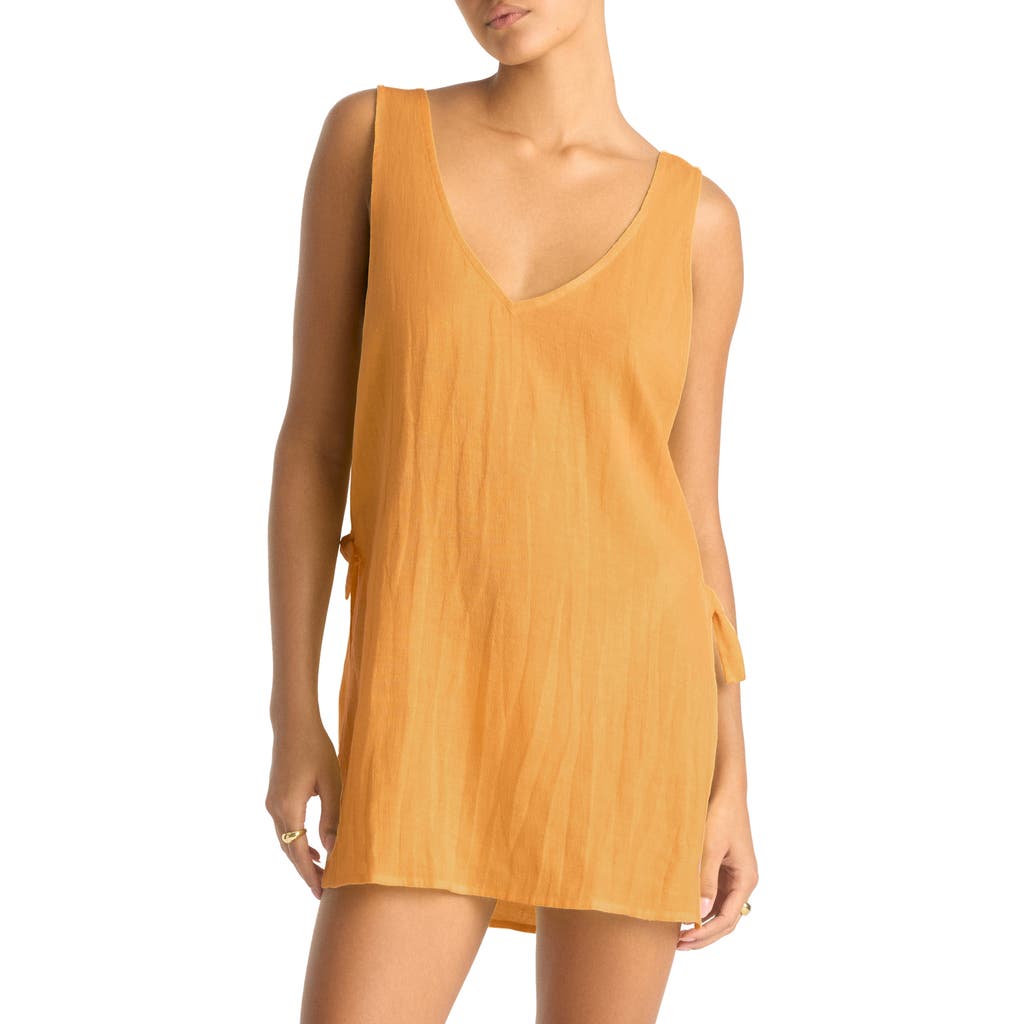 Vitamin A ® Riviera Sleeveless Linen Cover-up Minidress In Yellow