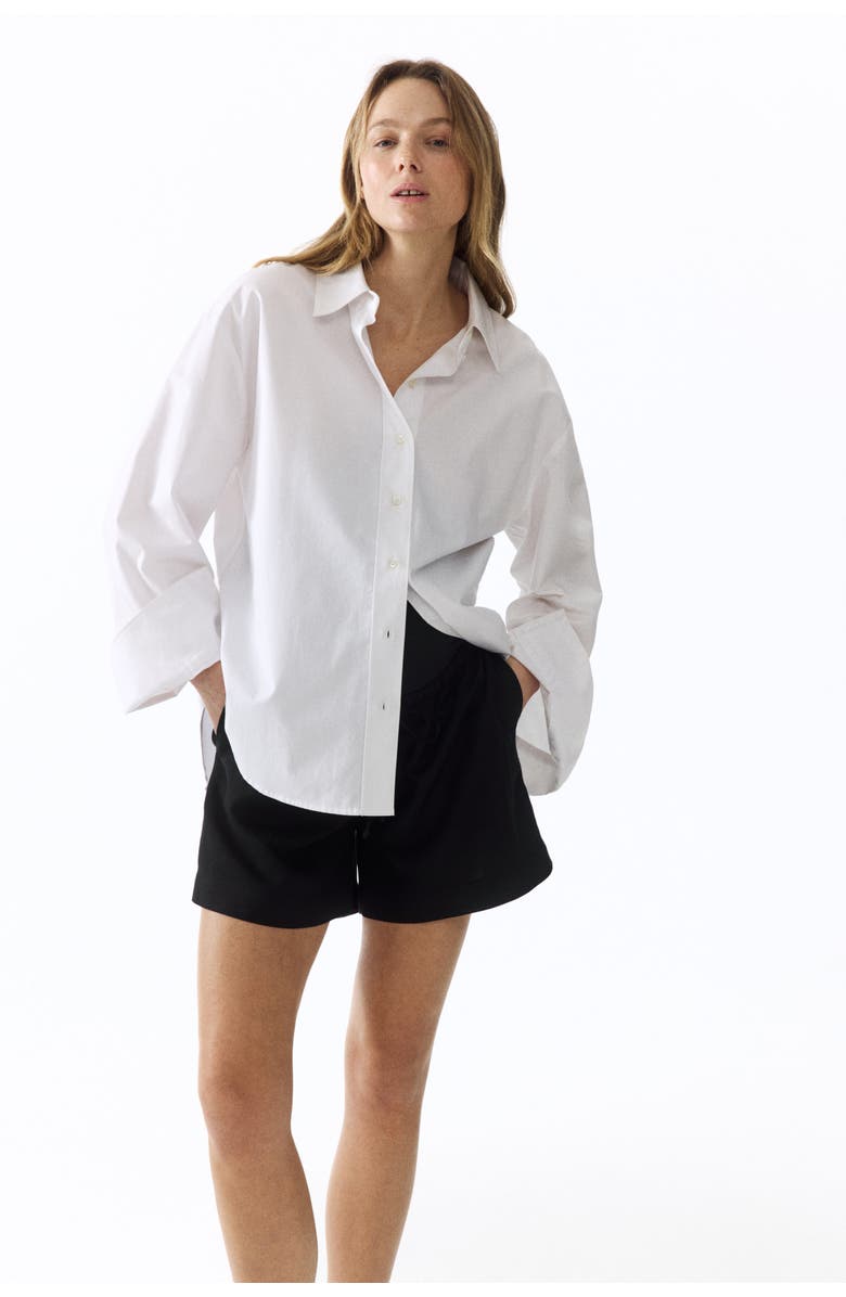 H&M Mama Linen-blend Shorts, Alternate, color, Black