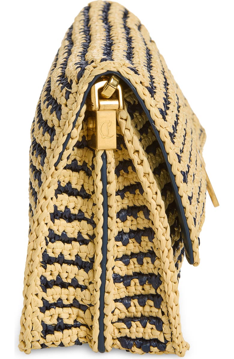 Christian Louboutin Bettina Stripe Crochet Raffia Crossbody Bag, Alternate, color, Naturel/Last Night