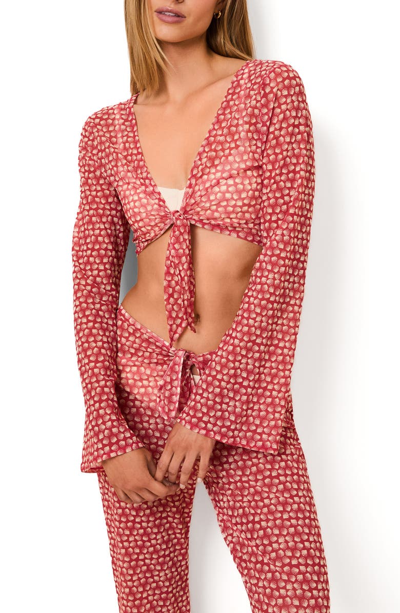 Solid & Striped Dolly Sheer Crop Cover-Up Top, Alternate, color, Shell Print