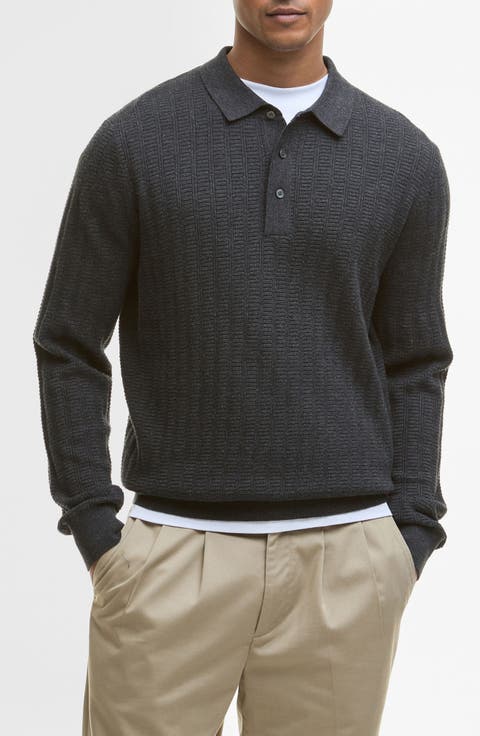 Smeaton Wool Blend Long Sleeve Polo