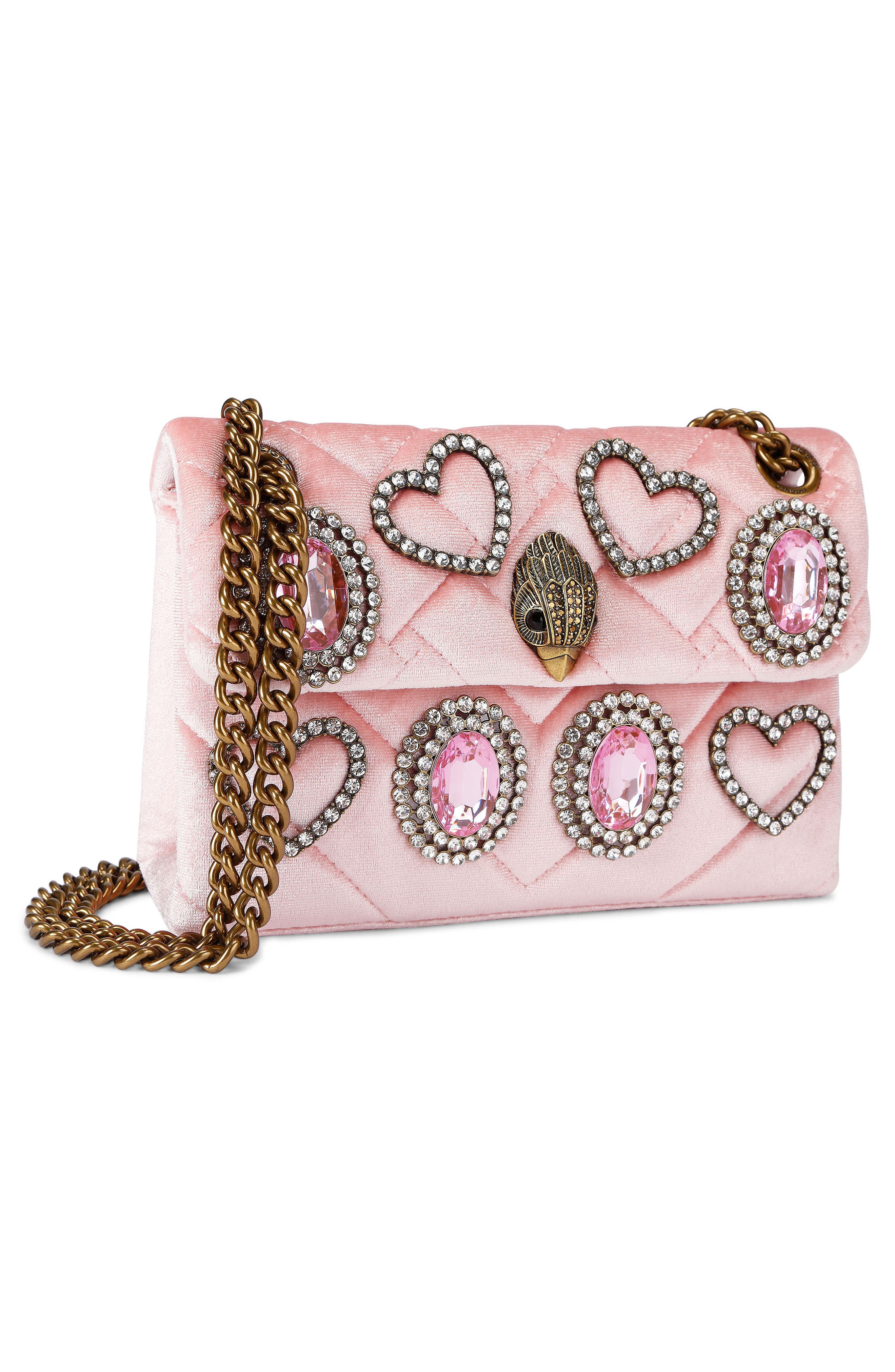 Kurt Geiger London Mini Kensington Velvet Crossbody Bag, Alternate, color, Light/ Pastel Pink